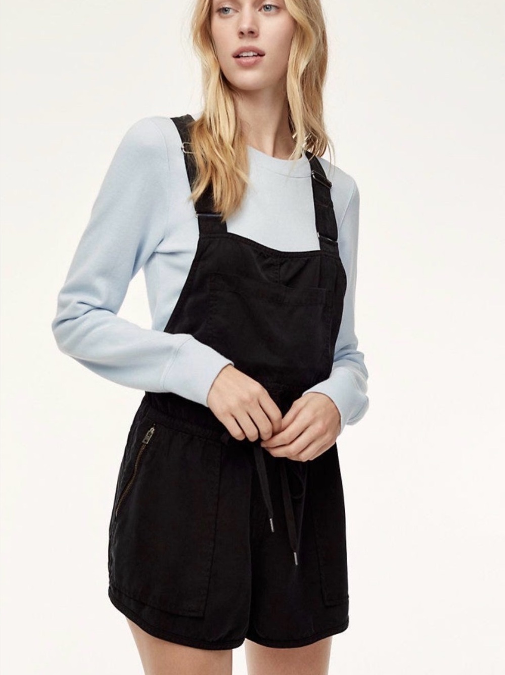 Wilfred Aritza Beatriz Black Overalls Casual Romper with Adjustable Straps